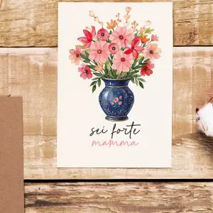Tarjeta de felicitación para el Día de la Madre nº 6 – Ramo de rosas. Producto auténtico de Skillaly, fabricado en Italia.