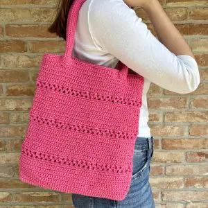 Borsa uncinetto Tote bag con motivo traforato. Prodotto autentico Skillaly, Made in Italy.