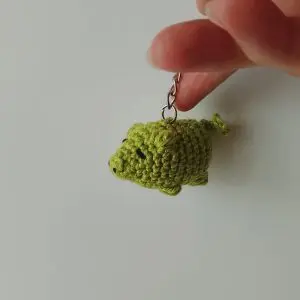Portachiavi maialino verde in cotone. Prodotto autentico Skillaly, Made in Italy.