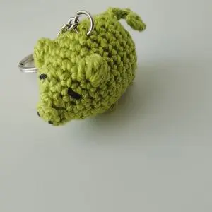 Portachiavi maialino verde in cotone. Prodotto autentico Skillaly, Made in Italy.