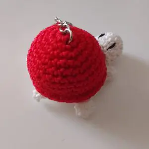 Portachiavi tartaruga rossa in cotone. Prodotto autentico Skillaly, Made in Italy.