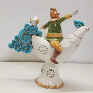 Scultura in ceramica: Il vecchio aviatore. Prodotto autentico Skillaly, Made in Italy.