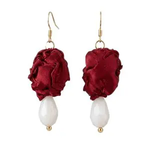 Boucles d'oreilles pendantes rouges et blanches brillantes – Style bohème chic et hippie. Produit Skillaly authentique, fabriqué en Italie.