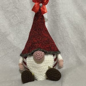 Acrylic door stop gnome with bell. Skillaly artisan product, Made in Italy.